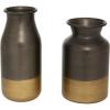 image:imageDeco 79 Metal Decorative Vase Textured Centerpiece Vase Flower Vase for Home Decoration 7 x 7 x 17 GrayGold
