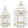 image:imageDeco 79 Metal Scroll Birdcage Distressed Wire with Latch Lock Closure and Hanging Hook Set of 2 21 18H Cream