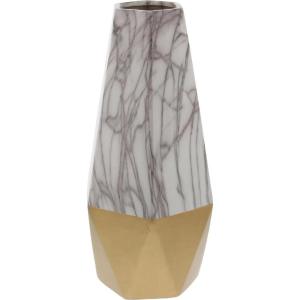 image:imageCosmoLiving by Cosmopolitan Ceramic Decorative Vase Faux Marble Centerpiece Vase with Gold Base Flower Vase for Home Decoration 6 x 6 x 14 Gold6 x 6 x 14