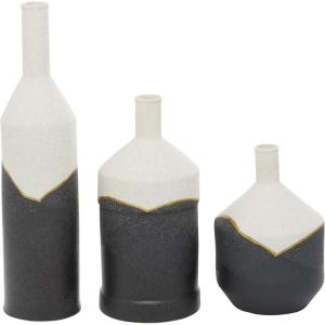 image:imageCosmoLiving by Cosmopolitan Ceramic Vase 8 x 8 x 11 WhiteBlack