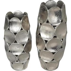 image:imageDeco 79 Aluminum Metal Decorative Vase Geometric Open Framed Centerpiece Vases with Circular Plates Set of 2 Flower Vases for Home Decoration 13 11H GoldSilver