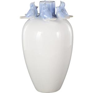 image:imageDeco 79 Ceramic Bird Decorative Vase Centerpiece Vase with Blue Accents Flower Vase for Home Decoration 8 x 8 x 15 White8 x 8 x 15