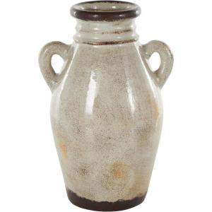 image:imageDeco 79 Ceramic Decorative Vase Antique Amphora Centerpiece Vase with Speckled Texturing and Yellow and Brown Accents Flower Vase for Home Decoration 10 x 8 x 14 Cream