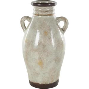 image:imageDeco 79 Ceramic Decorative Vase Antique Amphora Centerpiece Vase with Speckled Texturing and Yellow and Brown Accents Flower Vase for Home Decoration 10 x 9 x 18 CreamCream