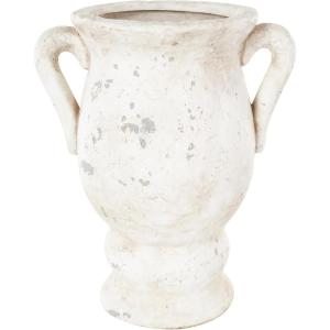 image:imageDeco 79 Ceramic Decorative Vase Antique Style Distressed Centerpiece Vase with Handles Flower Vase for Home Decoration 14 x 11 x 18 CreamCream