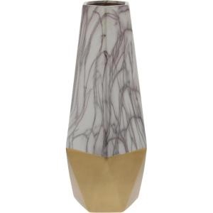 image:imageDeco 79 Ceramic Decorative Vase Faux Marble Centerpiece Vase with Gold Base Flower Vase for Home Decoration 7 x 7 x 18 Gold
