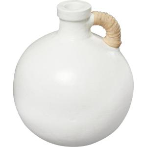 image:imageDeco 79 Ceramic Decorative Vase Jug Inspired Centerpiece Vase with Rattan Wrapped Handle Flower Vase for Home Decoration 9 x 9 x 11 White