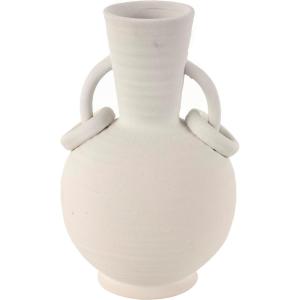 image:imageDeco 79 Ceramic Decorative Vase Textured Centerpiece Vase with 4 Handles Flower Vase for Home Decoration 7 x 7 x 15 CreamCream