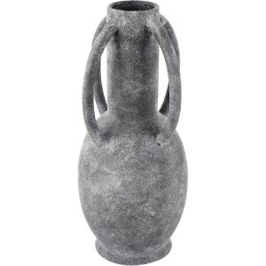 image:imageDeco 79 Ceramic Decorative Vase Textured Centerpiece Vase with 4 Handles Flower Vase for Home Decoration 7 x 7 x 15 CreamGray