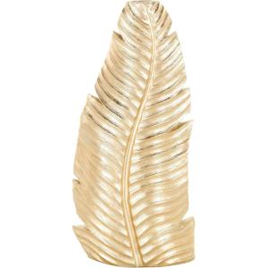 image:imageDeco 79 Ceramic Leaf Slanted Vase 14 x 4 x 15 WhiteGold