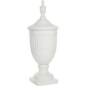 image:imageDeco 79 Ceramic Living Room Decorative Jars Tall Fluted Urn Decorative Container with Lid Jar with Lid 10 x 10 x 26 WhiteWhite