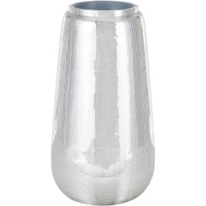 image:imageDeco 79 Fiberglass Decorative Vase Mosaic Floor Centerpiece Vase with Blue Interior Flower Vase for Home Decoration 16 x 16 x 30 SilverSilver