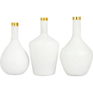 image:imageDeco 79 Glass Decorative Vase Centerpiece Vases with Gold Rim Set of 3 Flower Vases for Home Decoration 13 14 13H White