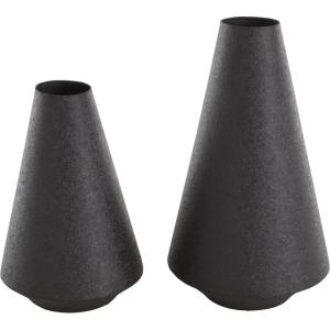 image:imageDeco 79 Metal Decorative Vase Textured Cone Centerpiece Vases Set of 2 Flower Vases for Home Decoration 14 11 H BlackBlack