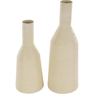 image:imageDeco 79 Metal Decorative Vase Textured Cone Centerpiece Vases Set of 2 Flower Vases for Home Decoration 14 11 H BlackCream