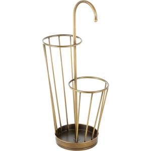image:imageDeco 79 Metal Umbrella Stand 2 Section with Umbrella Shaped Handle 13 x 8 x 27 BlackGold