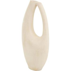 image:imageDeco 79 Paper Mache Decorative Vase Abstract Rounded Centerpiece Vase with Double Openings Flower Vase for Home Decoration 9 x 3 x 12 BeigeBeige