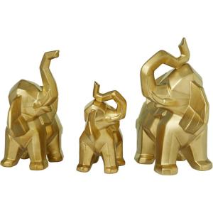 image:imageDeco 79 Porcelain Ceramic Elephant Decorative Sculpture Home Decor Statues Set of 3 Accent Figurines 12 11 8H Gold
