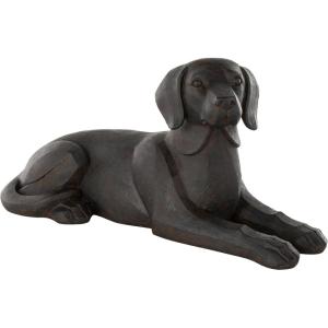 image:imageDeco 79 Resin Dog Decorative Sculpture Sitting Home Decor Statue with Copper Shadings Accent Figurine 31 x 14 x 14 Black