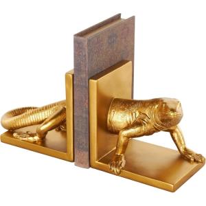 image:imageDeco 79 Resin Lizard Decorative Bookends Crawling Non Skid Bookends Set of 2 Office Bookends7 W 6 H GoldGold