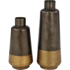 image:imageThe Novogratz Metal Decorative Vase Centerpiece Vases with Gold Base Set of 2 Flower Vases for Home Decoration 20 15H Dark Gray