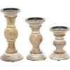 image:imageDeco 79 Wood Solid Candle Holder Set of 3 10 8 6H Light BrownLight Brown