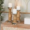 image:imageThe Novogratz Wood Candle Holder Set of 3 12 10 8 H Silver