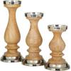 image:imageThe Novogratz Wood Candle Holder Set of 3 12 10 8 H Silver