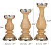 image:imageThe Novogratz Wood Candle Holder Set of 3 12 10 8 H Silver
