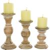 image:imageDeco 79 Wood Solid Candle Holder Set of 3 10 8 6H Light BrownLight Brown