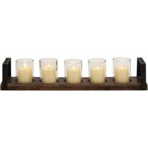 image:imageDeco 79 Industrial Metal Rectangle Hurricane Lamp 28 x 5 x 5 Brown