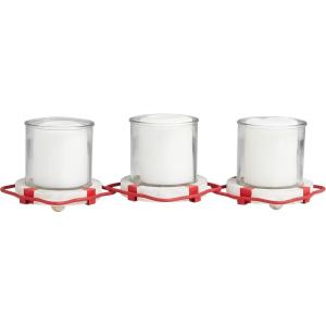 image:imageDeco 79 Metal Buoy Distressed 3 Linked Candle Holder with White Wood Accents 19 x 7 x 5 RedRed