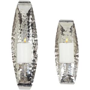 image:imageDeco 79 Stainless Steel Metal 2 Candle Wall Sconce Set of 2 19 14H SilverSilver