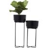 image:imageCosmoLiving by Cosmopolitan Metal Round Planter with Removable Stand Set of 2 31 25H SilverBlack