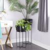 image:imageCosmoLiving by Cosmopolitan Metal Round Planter with Removable Stand Set of 2 31 25H SilverBlack