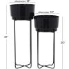 image:imageCosmoLiving by Cosmopolitan Metal Round Planter with Removable Stand Set of 2 31 25H SilverBlack