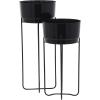 image:imageCosmoLiving by Cosmopolitan Metal Round Planter with Removable Stand Set of 2 31 25H SilverBlack