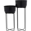 image:imageCosmoLiving by Cosmopolitan Metal Round Planter with Removable Stand Set of 2 31 25H SilverBlack