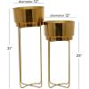 image:imageCosmoLiving by Cosmopolitan Metal Round Planter with Removable Stand Set of 2 31 25H SilverGold