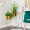 image:imageCosmoLiving by Cosmopolitan Metal Round Planter with Removable Stand Set of 2 31 25H SilverGold