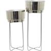 image:imageCosmoLiving by Cosmopolitan Metal Round Planter with Removable Stand Set of 2 31 25H SilverSilver