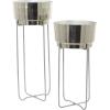 image:imageCosmoLiving by Cosmopolitan Metal Round Planter with Removable Stand Set of 2 31 25H SilverSilver
