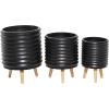image:imageDeco 79 Magnesium Oxide Round Planter Set of 3 18 16 14H GrayBlack