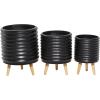 image:imageDeco 79 Magnesium Oxide Round Planter Set of 3 18 16 14H GrayBlack
