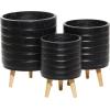 image:imageDeco 79 Magnesium Oxide Round Planter Set of 3 18 16 14H GrayBlack