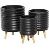 image:imageDeco 79 Magnesium Oxide Round Planter Set of 3 18 16 14H GrayBlack
