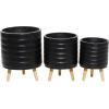 image:imageDeco 79 Magnesium Oxide Round Planter Set of 3 18 16 14H GrayBlack