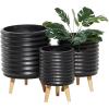 image:imageDeco 79 Magnesium Oxide Round Planter Set of 3 18 16 14H GrayBlack