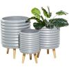image:imageDeco 79 Magnesium Oxide Round Planter Set of 3 18 16 14H GrayGray