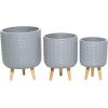 image:imageDeco 79 Magnesium Oxide Round Planter Set of 3 18 16 14H GrayGray